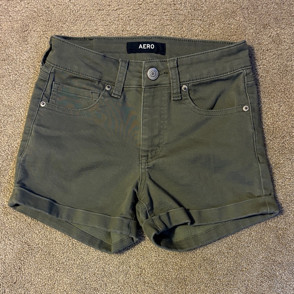 Aeropostale Olive Jean Shorts